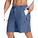 SERAMY Mens Hiking Cargo Shorts with 6 Zipper Pockets 9" Quick-Dry Lightweight Short for Golf Casual Fishing