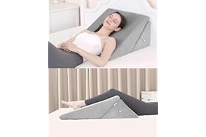 Lossey Wedge Pillow for After Surgery, Adjustable 9" & 12" Bed Wedge Pillow for Sleeping, Foldable Memory Foam Triangle Pillow for Snoring, Acid Reflux, GERD, Back and Leg