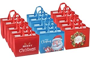 YUNAEDUO Large Christmas Gift Bags - 15 Pcs Gift Bags for Christmas Presents, Reusable Gift Bags with Handles, Christmas Bags, Christmas Tote Bags, Holiday Gift Bags Bulk, Xmas Gift Bags, 11.8 * 9.8 * 5.9"