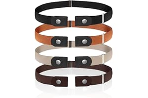 Pack of 4 Kids Belt No Buckle Belt Adjustable Stretch Belts with Leather Elastic Waist Belts Durable Buckless Belt for Boys G