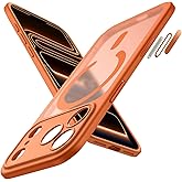 JETech Magnetic Case for iPhone 17 Pro Max 6.9-Inch Compatible with MagSafe, Shockproof Slim Phone Cover with Built-in Camera Control Button, Matte Translucent Back (Orange)