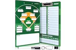 LYINGFISH Dry Erase Coaches Clipboard， Reuse Baseball Dry Erase Coaching Board Double-Sided Baseball White Board for Coaches Writable and Erasable Coaching Board (Baseball)