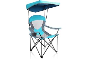 ALPHA CAMP Heavy Duty Canopy Lounge Chair Sunshade Hiking Travel Chair with Cup Holder