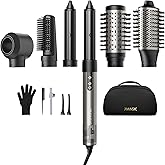 7MAGIC Hair Dryer Brush & 6 in 1 Hair Styler, Silver, 110 Volts, 1200 Watts, Ionic Technology, Fast Drying, Multi Styler for Straight, Wavy, Curly, and Coily Hair