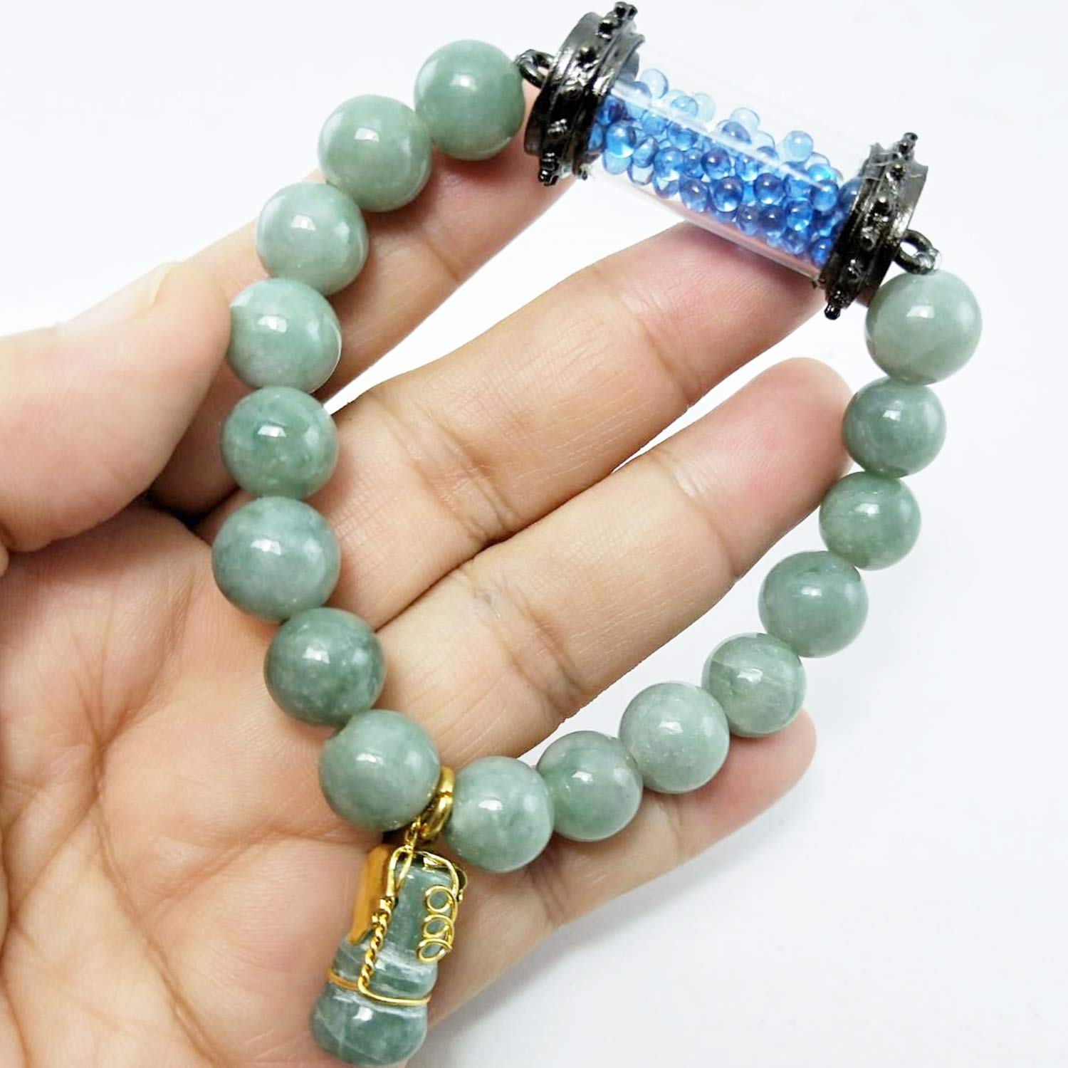 Heavens Tvcz Feng Shui Natural Green Jade Real Bracelets with Pendant