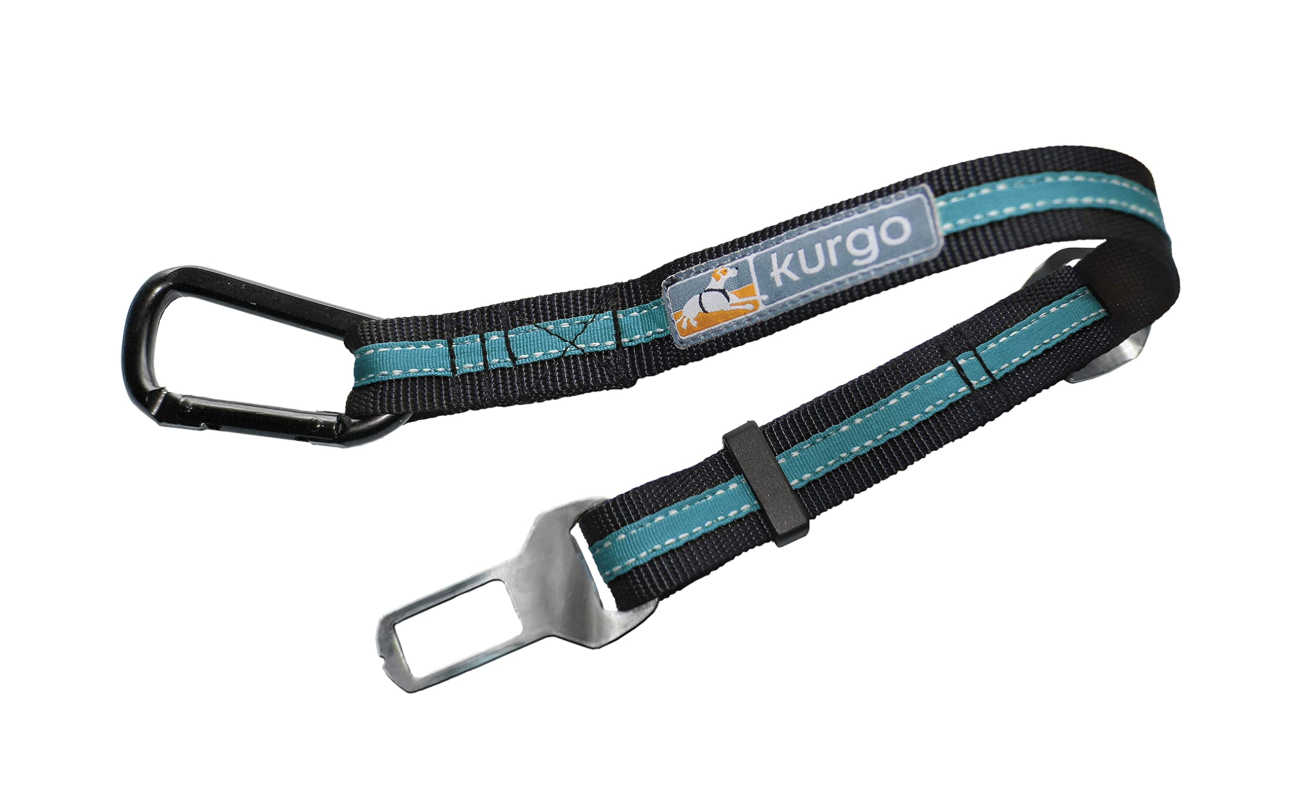 Kurgo Direct to Seat Belt Tether, Universal Car Seatbelt for Dogs, Works with any Pet Harness, Adjustable Length, Black/Blue