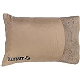 KLYMIT Drift Camping Pillow | Lightweight, Travel Head Rest for Sleep Filled with Shredded Memory Foam, Reversible Outer Cover for Extended Use, Large Size — Tan