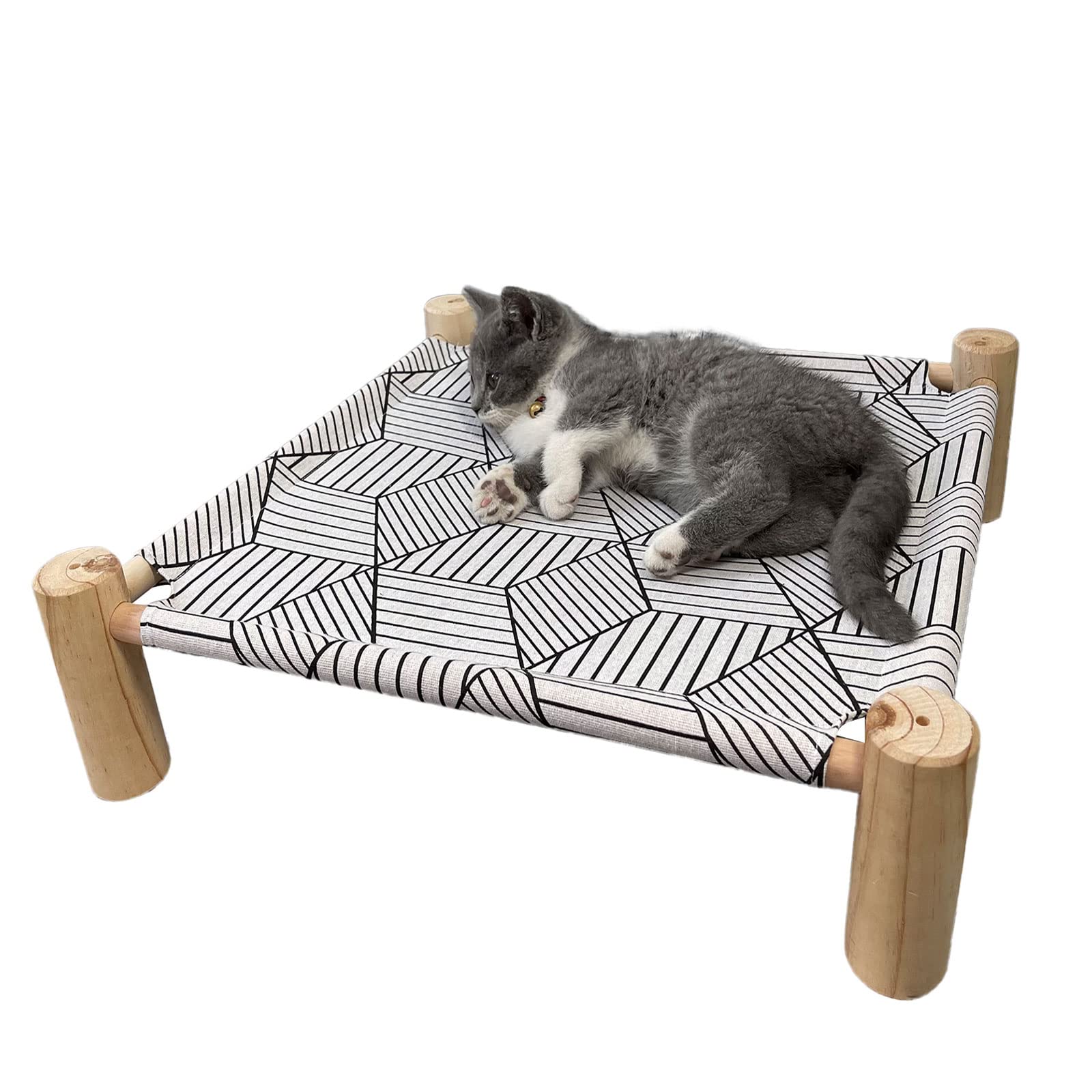 Photo 1 of Pozico Cat/Dog Bed Hammock - Wooden Raised Indoor/Outdoor Beds - Breathable Mesh for Small Animals - White DiamondLPNPMEQ3231153 missing hardwear

