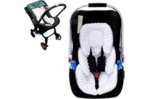 THE KENKYO 2-in-1 Reversible Infant Car Seat Insert, 3D Air Mesh Carseat Head Support for Newborn, Breathable Baby Car Seat Cushion for Swing, Stroller, Bouncer, Rocker (White)