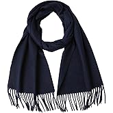 100% Cashmere Tassel Scarf for Women and Men, Unisex Winter Warm Long Scarves, Large Travel Blanket Scarf Wrap with Gift Box