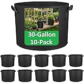 ANSLYQA 30-Gallon Grow Bags, (10 Pack) Thickened Aeration Fabric Growing Pots Planters with Handles for Planting Vegetables Plants, Black