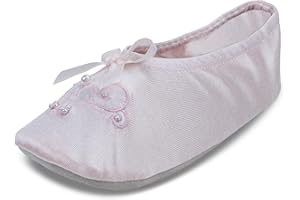 isotoner girls Satin Ballerina With Embroidered Pearl Ballet Flat