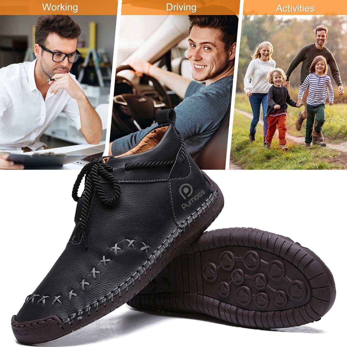 men vintage hand stitching comfort soft leather boots