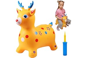 Tiayaiys Bouncy Reindeer for Kids,Ride on Bouncy Horse Hopping Toy Outdoor Indoor Toddler，Bouncing Animal Toys,Bouncy Pals Reindeer,Baby First Birthday Gift 24 Months 2 3 4 5 6