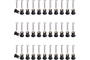 MAYEHAY 30 Pairs M5 Neoprene Well Nuts with Stainless Steel Crosshead Bolts Well Nuts Kit for Kayak Motorcycle Windscreen Accessories,Neoprene nut Contains Brass Nuts Copper nut