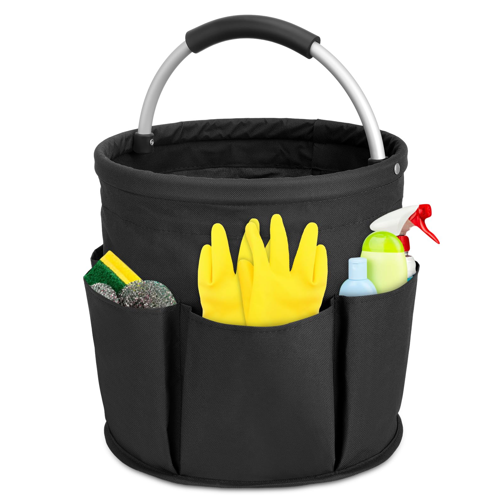 Partideal Tool Bag with Handle, 17 liters Bucket Tool Organizer Bag, Collapsible Garden Small Tools Bag, Portable Multi Cleaning Organiser Caddy, Multi Pocket Craft Caddy Universal