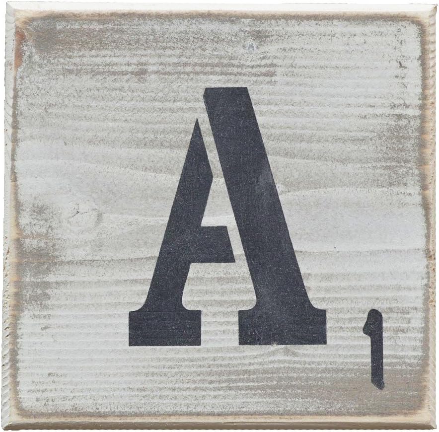 Pine Designs, Distressed Styled Letter Scrabble Tile 5.5" x 5.5", A