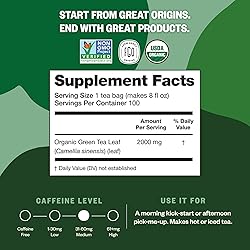FGO Organic Green Tea, 100 Count Eco-Conscious Tea