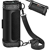 Case for Jbl Flip 7 Portable Waterproof Drop-Proof Bluetooth Speaker, Wireless Travel Silicone Carrying Gel Cover Soft Skin with Bicycle Fixing Strap and Shoulder Strap (Black)