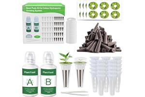 Aooccder Replacement for Aerogarden Pods Hydroponic Accessories, Grow Anything Seed Pods Kit with 25 Grow Sponges,25 Grow Baskets, 25 Pod Labels,25 Grow Domes and 200ml A&B Plant Food Nutrients