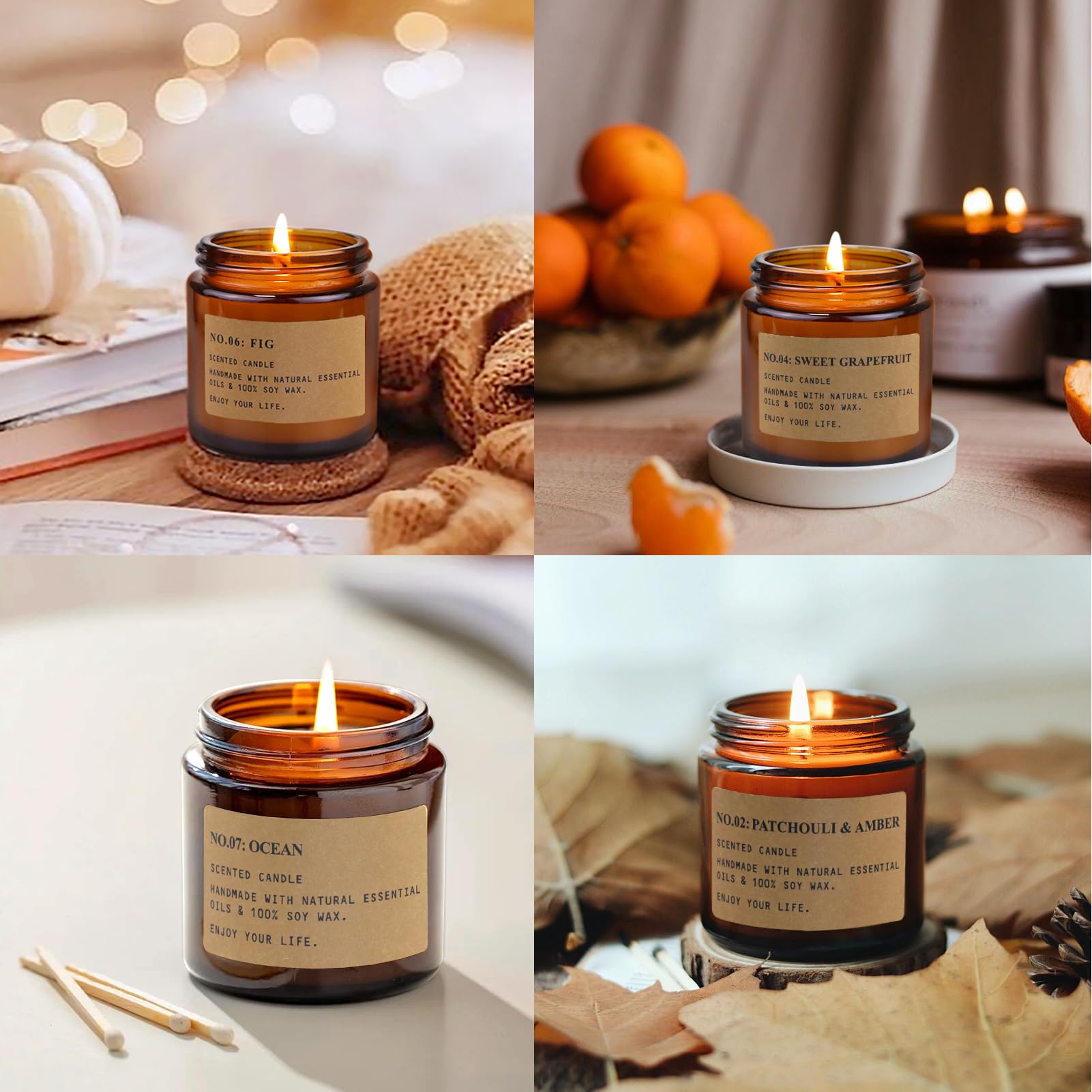 Candle Gift Set for Women – 8 Pack Scented Candles for Home,Long Lasting Soy Wax Amber Jar Candles, Aromatherapy Candle Set,Perfect Holiday & Christmas Gifts