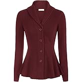 Belle Poque Women Vintage Cardigan Sweater Shawl Lapel Button Down Sweater Outwear Coat