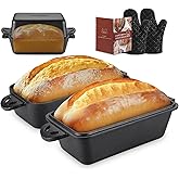 AILITOR Cast Iron Loaf Pan with Lid 9x5 Inch - Bread Baking Pans for Homemade Bread, 2 Piece Set
