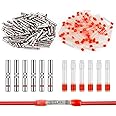 JRready 200 PCS Wire Connectors Heat Shrink IP68 Waterproof 26-20 AWG Crimp Splicing Butt Terminal and 3:1 PE Tube Insulation Butt Splicing Water Proof Red Wire Connectors ST6388-20-100
