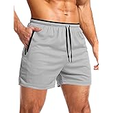 Aolesy Men's Gym Workout Shorts 5"/7"/10" Lightweight Bodybuilding Athletic Shorts Running Training with Zip Pockets