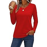 SMENG Women's Long Sleeve Crewneck Cotton Basic T-Shirt Solid Color Soft Comfy Casual Tops Fall Shirts for Women 2025