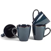 Elanze Designs Sophisticated Modern Chic Smooth Ceramic Stoneware Dinnerware Mugs Cups Set of 4 - Navy Blue