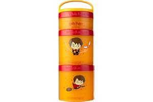 Whiskware Stackable Snack Containers for Babies, Kids, and Toddlers, 3 Stackable Snack Cups for School or Travel, Formula Friendly and Cupholder Friendly, Harry Potter