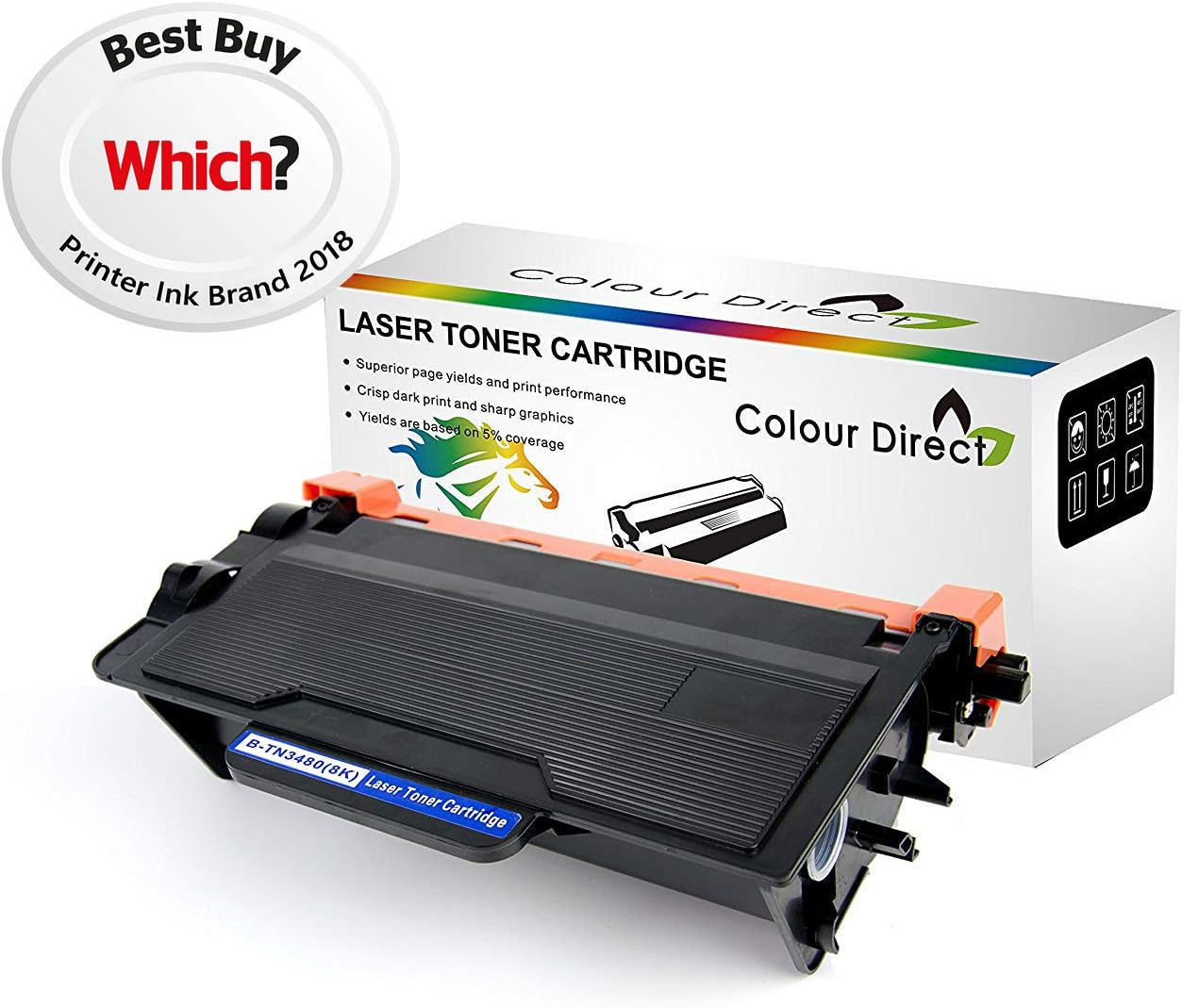 Colour Direct Compatible Toner Cartridge - TN3480 - Black Toner Cartridge Replacement for Brother DCP-L5500DN DCP-L6600DW HL-L5000D HL-L5100DN L5100DNT HL-L6300DWT HL-L6400DW HL-L6400DWT MFC-L5700DN