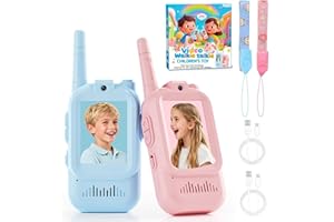 Lot de 2 talkie-walkies vidéo pour enfants, avec caméra HD, portée de 300 m, jouets amusants pour jeux en intérieur, camping,