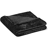 Amazon Basics Soft Fleece Throw Blanket,Cozy, Feels Comfortable on Skin, Fade-Resistant, Warm for Couch &amp; Sofa, 50 x 60 Inches, Black