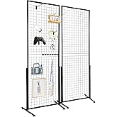 VEVOR 2' x 5.6' Grid Wall Panels Tower, 2 Packs Wire Gridwall Display Racks with T-Base Floorstanding, Double Side Gridwall P