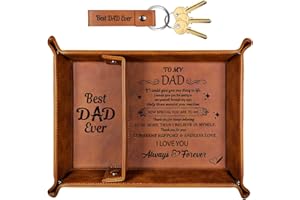MUKOSEL Best Dad Ever Gifts for Dad from Daughter, Birthday Gifts for Dad PU Leather Valet Tray and Keychain, Christmas Dad Gifts from Daughter Son Wife, Mens Stocking Stuffers Father Gifts for Christmas
