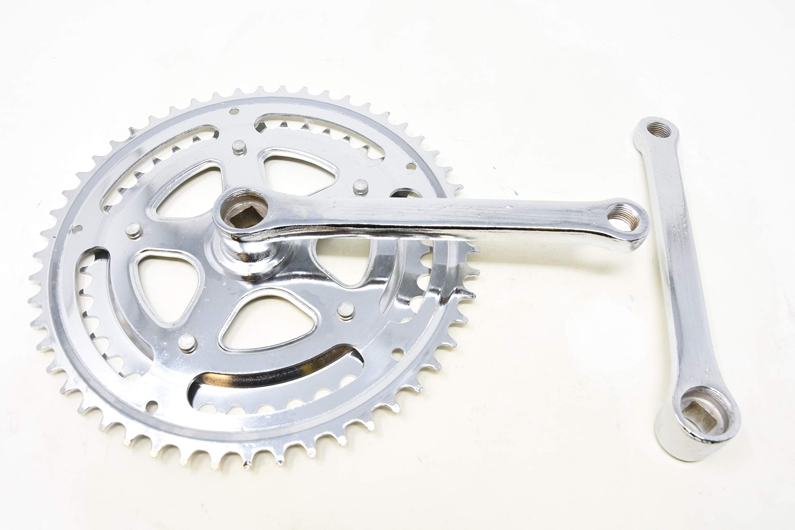 42/52 TEETH DOUBLE COTTERLESS CHAINWHEEL CHAINSET & 170mm CRANK FOR RACING CYCLE, SPORTS ROAD BIKE, RACER CHROME NEW