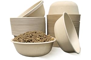 JETKONG 28 oz/3.5 Cup Disposable Dog Bowls 100pk, 100% Compostable Pets Feeding Bowls Paper Dog Travel Bowls Great for Dry and Wet Dog Food or Water (Natural, Pack of 100)