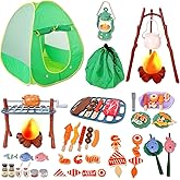 HYRENEE Kids Camping Set with Play Tent,Campfire,Lantern,Indoor Outdoor Camping Set with Pop up Play Tent,Camping Toys Play Set for Kids 3 4 5 Year Old,Toddler Toys