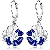 MONGAS Forget Me Not Jewelry Sterling Silver Forget Me Not Earrings Leverback Dangel Drop Flower Gifts for Women