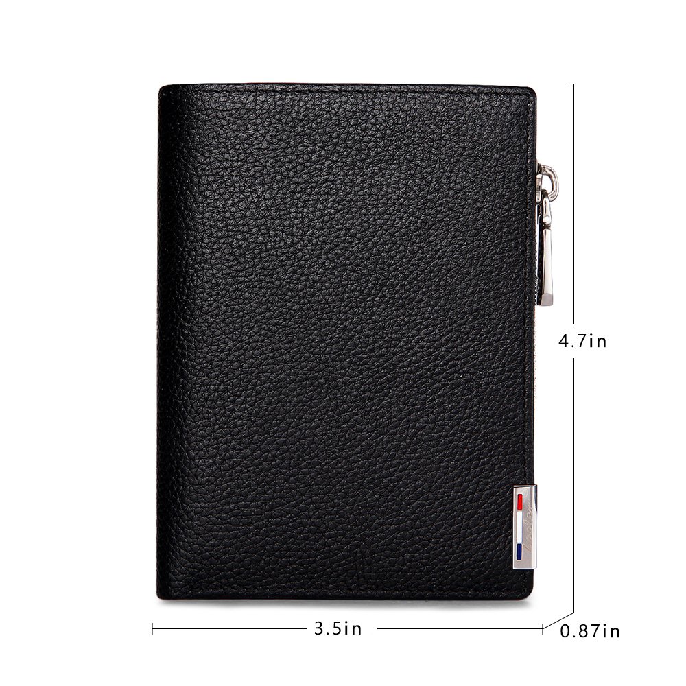 ZOOLER Mens Vintage Wallet Cowhide Leather Slim Purse Fashion organiser for Cards Cash (Black)