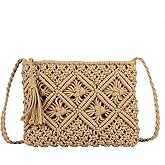 LUI SUI Women’s Handwoven Crossbody Purse Summer Beach Clutch Purses Woven Handmade Shoulder Handbag