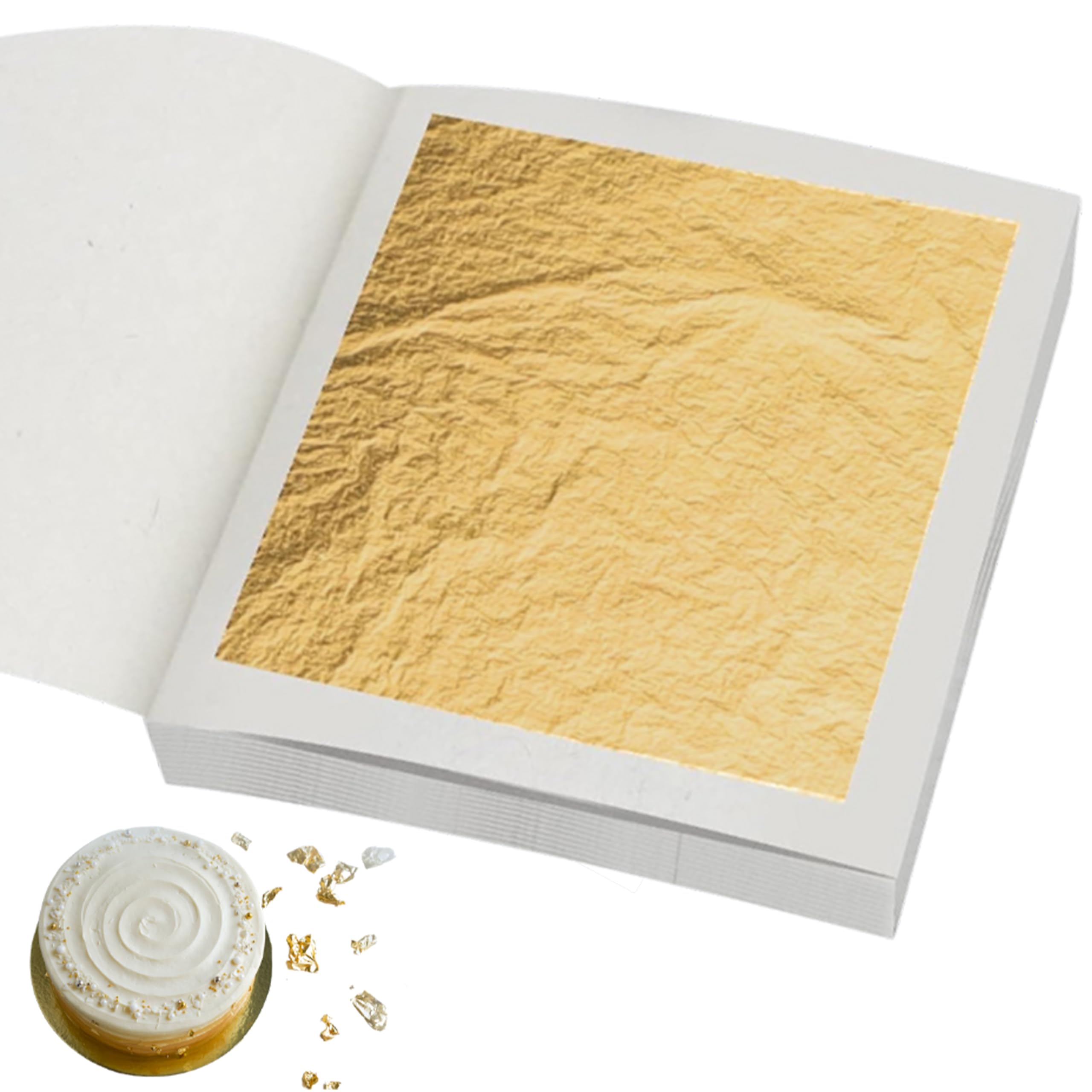 30 Pcs 24K Edible Gold Leaf Sheets, 4.33 cm/1.7" | Edible Gold Leaf Sheets for Cakes, Desserts, Chocolate, Art and Craft, Face Masks and Nail Art