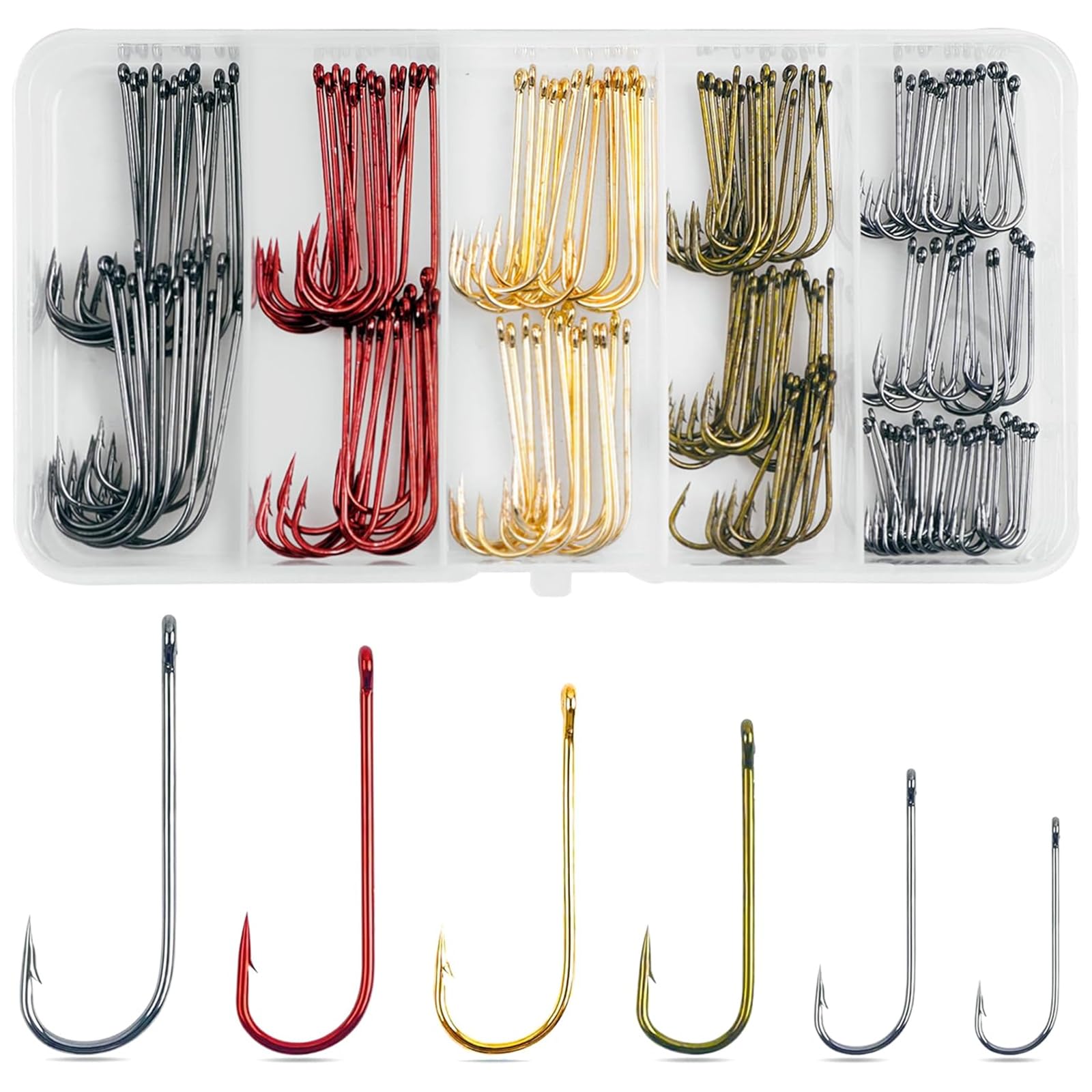 150pcs Aberdeen Fishing Hooks, Barbed Long Shank Aberdeen Hooks High Carbon Steel Light Live Bait Fishing Hooks for Saltwater Freshwater Bass Crap Trout Crappie