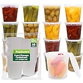 Freshware Food Storage Containers 24 oz Plastic Deli Containers with Lids, Slime, Soup, Meal Prep Containers, BPA Free, Stackable, Leakproof, Microwave/Dishwasher/Freezer Safe, 48 count (pack of 1)