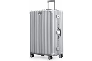NOBL TRAVEL Nobl-Travel Zipperless Check In Suitcase - Aluminum Frame, Check In luggage 30.2x20x12 Airline Approved by Noble-Travel - Unbreakable Polycarbonate Shell - Dual TSA Locks, 360° Spinner Wheels - Silver