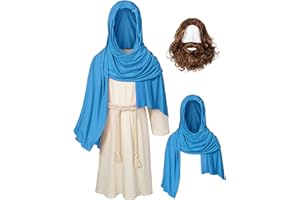Irtysh Kids Jesus Saint Religious Biblical Robe Fancy Dress Costume Wig Moustache Scarf Shawl Waist Rope set