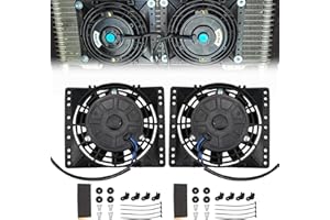 PRUNkuar 6 Inch Small Slim Push Pull Electric Cooling Fan 650CFM Radiator Oil Cooler Mount Kit Black 2Pcs