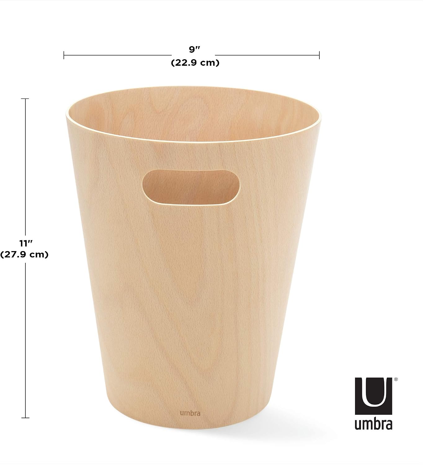Umbra Woodrow 2-Gallon Modern Wooden Trash Can Wastebasket, Attractive Bin for Garbage or Recycling Suitable for Home or Office Natural - Image 3